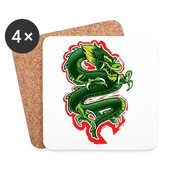 Drachen - Untersetzer (4er-Set) - Weiß - Vorne
