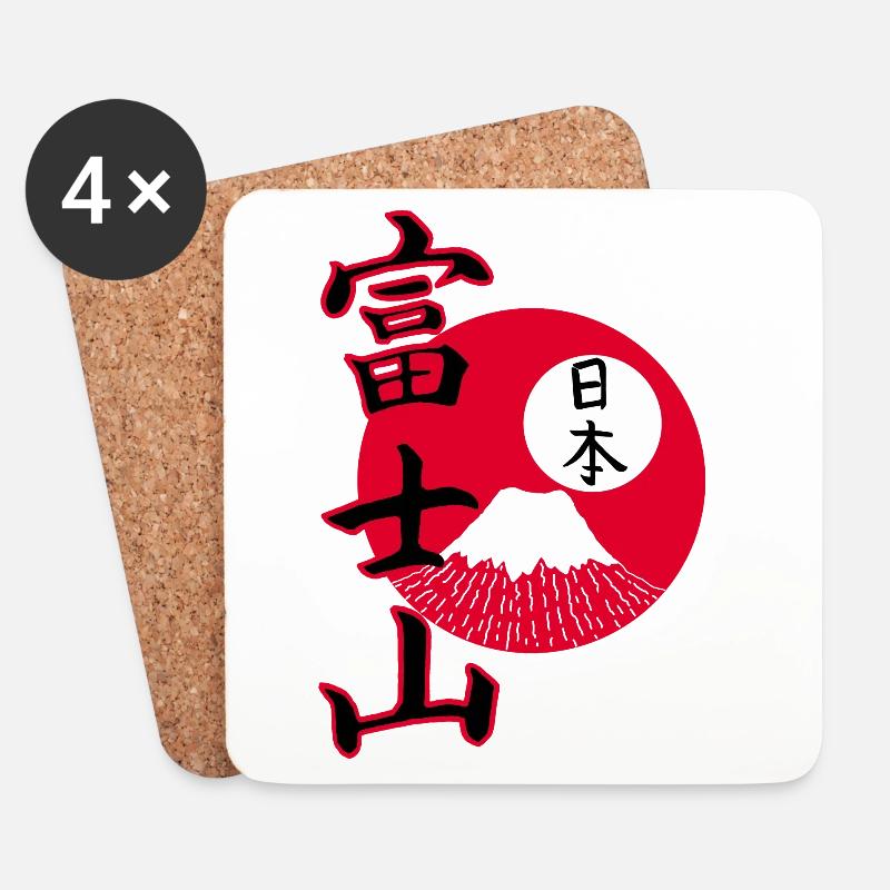 Mount Fuji und japanisches Kanji - Untersetzer (4er-Set) - Weiß