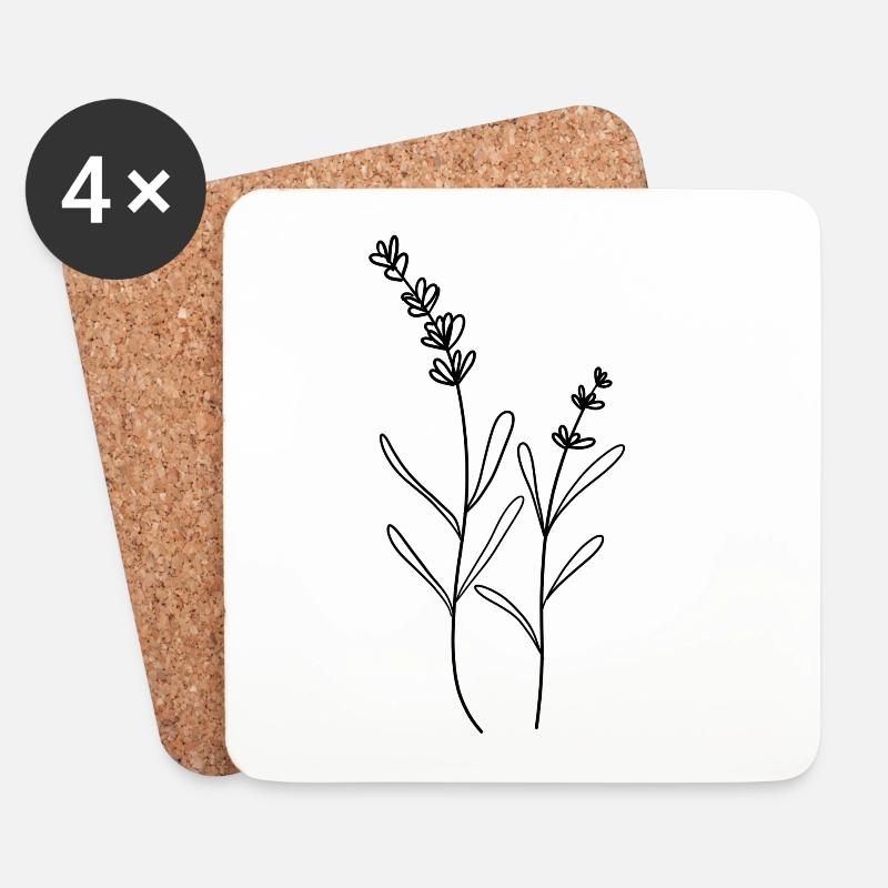 Floral Lavendel - Untersetzer (4er-Set) - Weiß