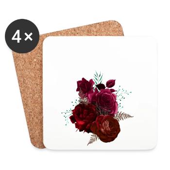 Geometric Moth Over Rose Bouquet - Coasters (set of 4) - white - Front