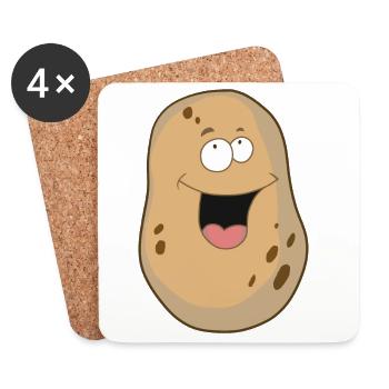 Kartoffel fröhlich Gemüse Speise Bio Bauern - Untersetzer (4er-Set) - Weiß - Vorne