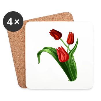 Elegant red tulips illustration - Coasters (set of 4) - white - Front