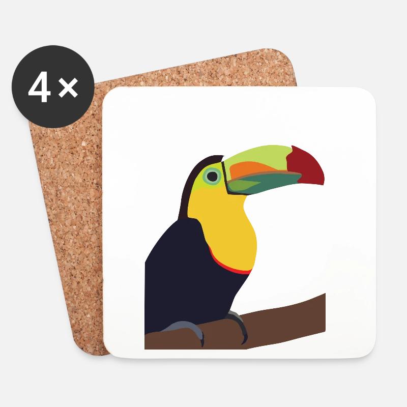 Timmy, der Toucan - Untersetzer (4er-Set) - Weiß