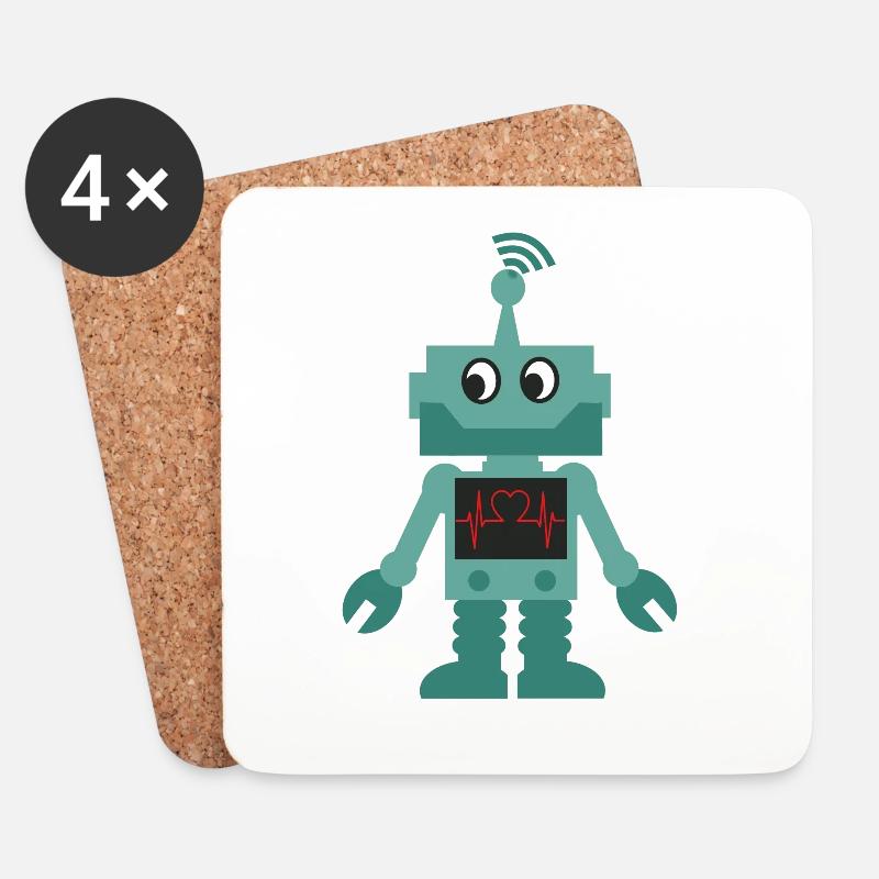 Roboter - Untersetzer (4er-Set) - Weiß