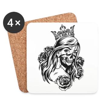 Tête de Reine (motif de partenaire) - Dessous de verre (lot de 4) - blanc - Devant