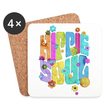 Retro Flower Power - Love Hippie Soul 1 - Dessous de verre (lot de 4) - blanc - Devant
