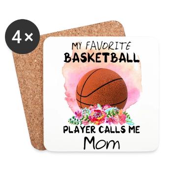 Aquarell Basketball Mom - Untersetzer (4er-Set) - Weiß - Vorne