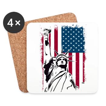 Freiheitsstatue Amerika - Untersetzer (4er-Set) - Weiß - Vorne