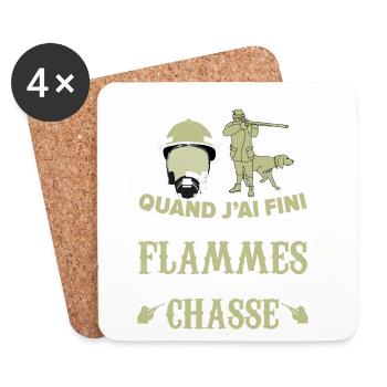 Sapeur pompier qui part à la chasse éteins flammes - Dessous de verre (lot de 4) - blanc - Devant