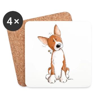 Kleiner Basenji I Hunderasse Comic I Hund - Untersetzer (4er-Set) - Weiß - Vorne