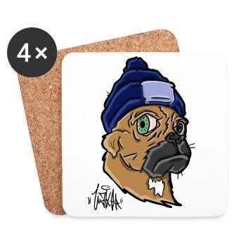 Dog with Beanie - Coasters (set of 4) - white - Front