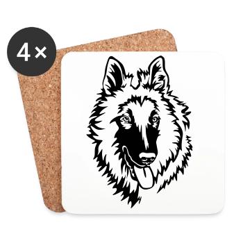 Tervueren tête - Dessous de verre (lot de 4) - blanc - Devant