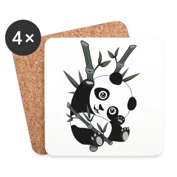 Panda - Bambou - Dessous de verre (lot de 4) - blanc - Devant