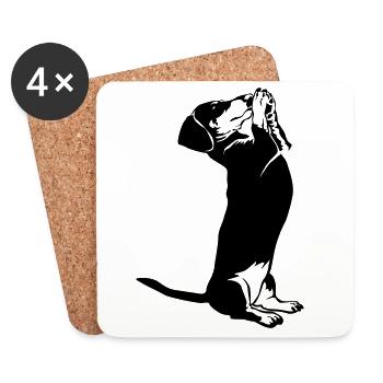Teckels - Dessous de verre (lot de 4) - blanc - Devant