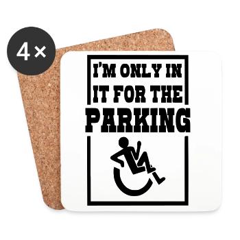 Je suis en fauteuil roulant pour les places de parking # - Dessous de verre (lot de 4) - blanc - Devant