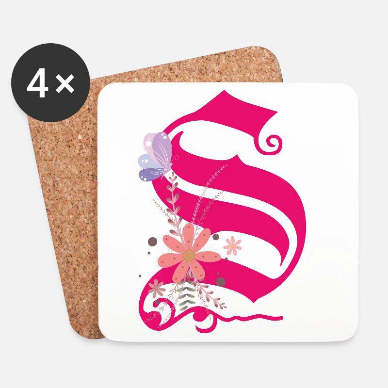 Buchstabe S - Untersetzer (4er-Set) - Weiß