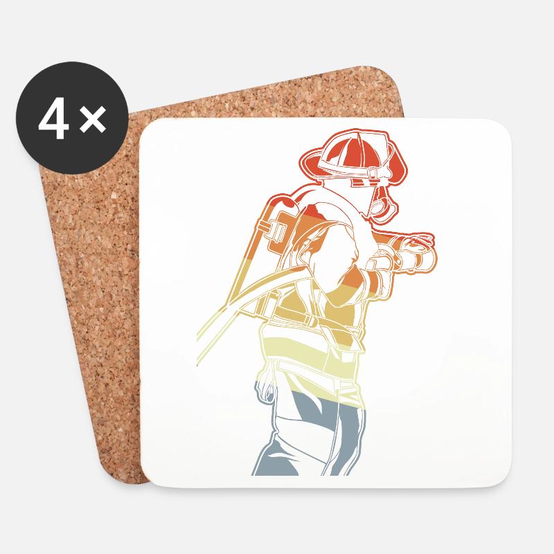 Feuerwehrmann - Untersetzer (4er-Set) - Weiß
