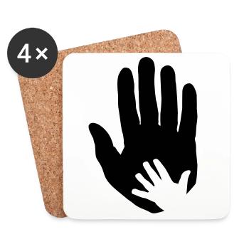 Baby, Kind Hand in erwachsener Elternhand. - Untersetzer (4er-Set) - Weiß - Vorne