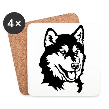 Alaskan Malamute Head - Coasters (set of 4) - white - Front