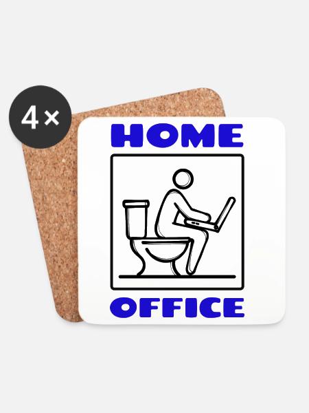 Laptop Beruf Home Office Statement Job Bürohumor - Glasbrikker (sæt med 4 stk.) - hvid