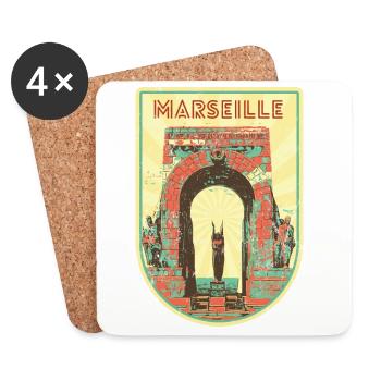 Badge retro, Marseille France est ma ville natale - Dessous de verre (lot de 4) - blanc - Devant
