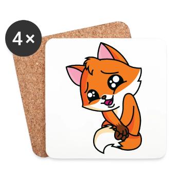 Glücklicher Fuchs - Untersetzer (4er-Set) - Weiß - Vorne