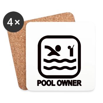 Propriétaire de piscine noir - Dessous de verre (lot de 4) - blanc - Devant