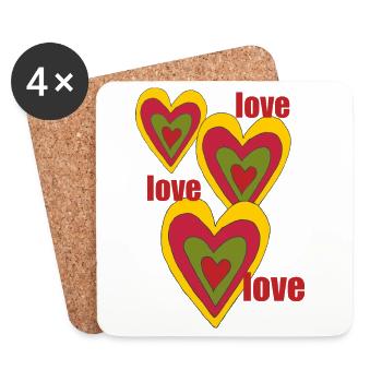 hearts love love love love - Coasters (set of 4) - white - Front
