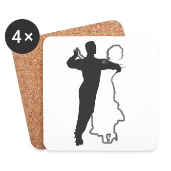 Elegant Dancing Couple Silhouettes Design - Coasters (set of 4) - white - Front