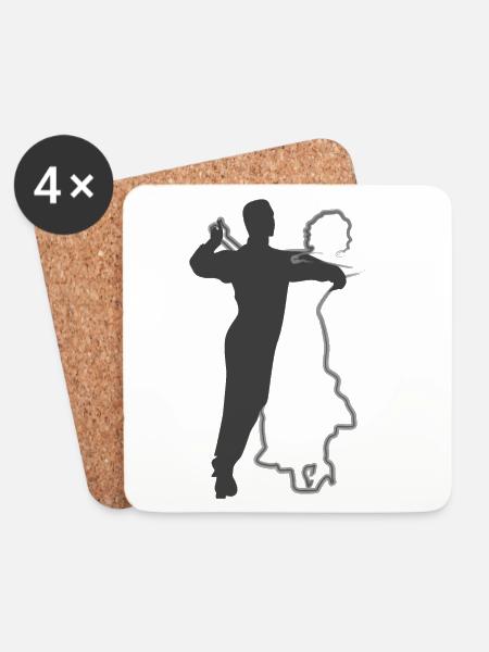 Elegant Dancing Couple Silhouettes Design - Coasters (set of 4) - white