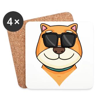 Shiba Inu chien cool - Dessous de verre (lot de 4) - blanc - Devant
