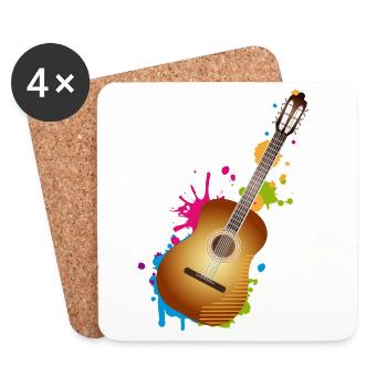 schönes buntes Akustik Gitarren Graffiti - Untersetzer (4er-Set) - Weiß - Vorne