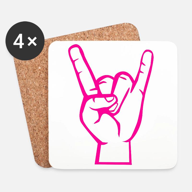 Hand mit Rock- Metal -Satan Symbol Pink - Untersetzer (4er-Set) - Weiß