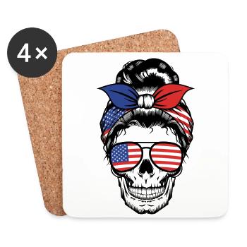 Crâne Maman Usa - Dessous de verre (lot de 4) - blanc - Devant