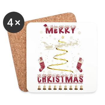 Merry Christmas - Coasters (set of 4) - white - Front