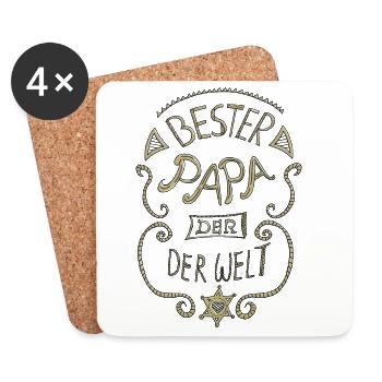 Bester Papa der Welt - Untersetzer (4er-Set) - Weiß - Vorne
