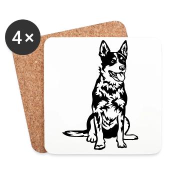 Bouvier australien - Dessous de verre (lot de 4) - blanc - Devant