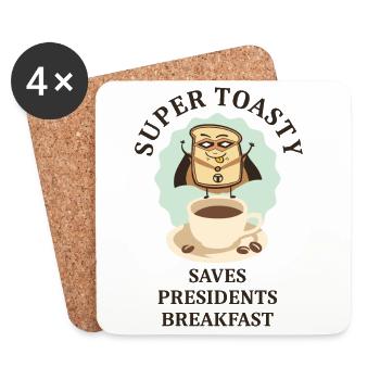 Super Heroes Toast Bread - Coasters (set of 4) - white - Front