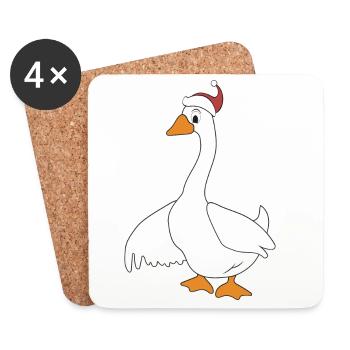 des animaux drôles pour Noël - Dessous de verre (lot de 4) - blanc - Devant
