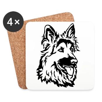 German Shepherd Head - Coasters (set of 4) - white - Front