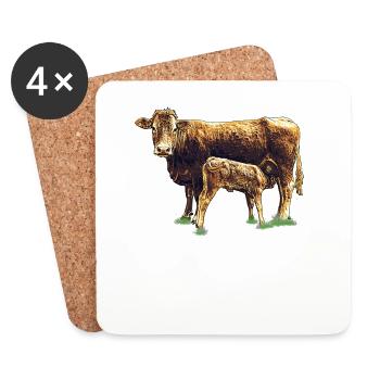 kuh mit kalb - Untersetzer (4er-Set) - Weiß - Vorne