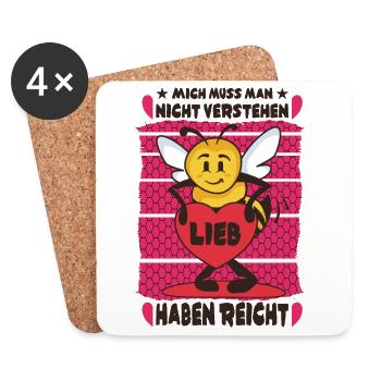 Kleine Biene mit Herz - Untersetzer (4er-Set) - Weiß - Vorne