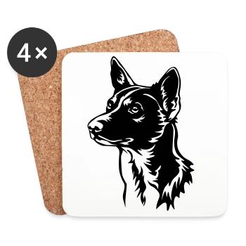 Basenji Head - Coasters (set of 4) - white - Front