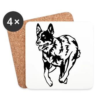 Bouvier australien - Dessous de verre (lot de 4) - blanc - Devant