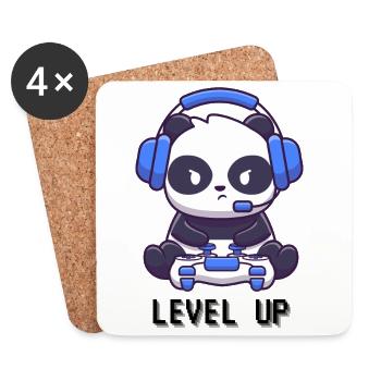Level Up Panda - Coasters (set of 4) - white - Front