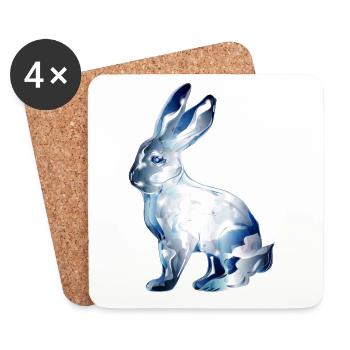 gläsernes Kaninchen koloriert im Glas Look - Untersetzer (4er-Set) - Weiß - Vorne