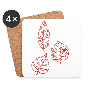 Sketch of nature (red) - Coasters (set of 4) - white - Front
