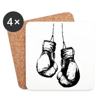 Gants de boxe suspendus noir - Dessous de verre (lot de 4) - blanc - Devant