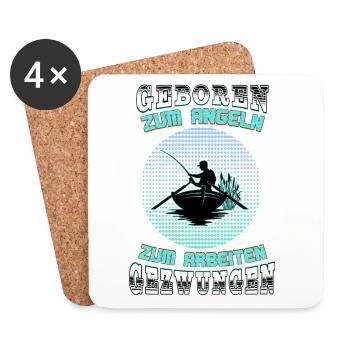 Zum Angeln geboren - Angler Geschenk - Fischer - Untersetzer (4er-Set) - Weiß - Vorne