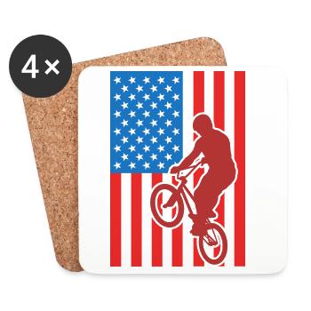 Patriotic BMX cyclist - Coasters (set of 4) - white - Front